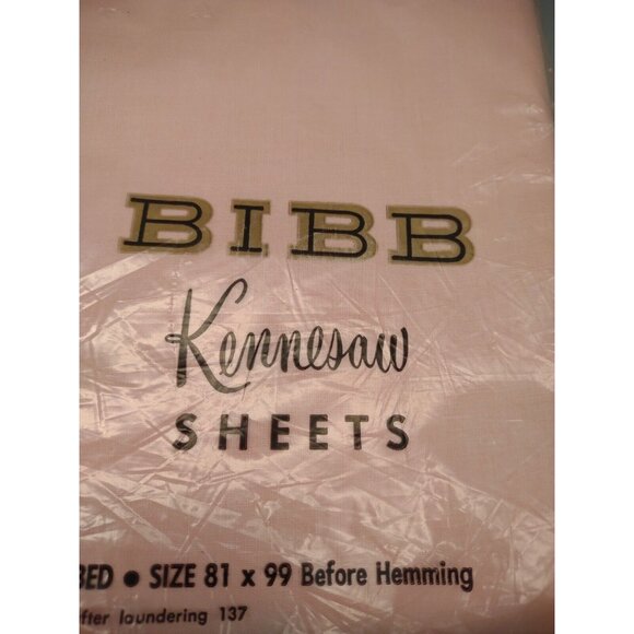 Vintage Bibb Kennesaw USA Pink One Sheet Double Bed 81 x99" New Old Stock, READ - Picture 4 of 13